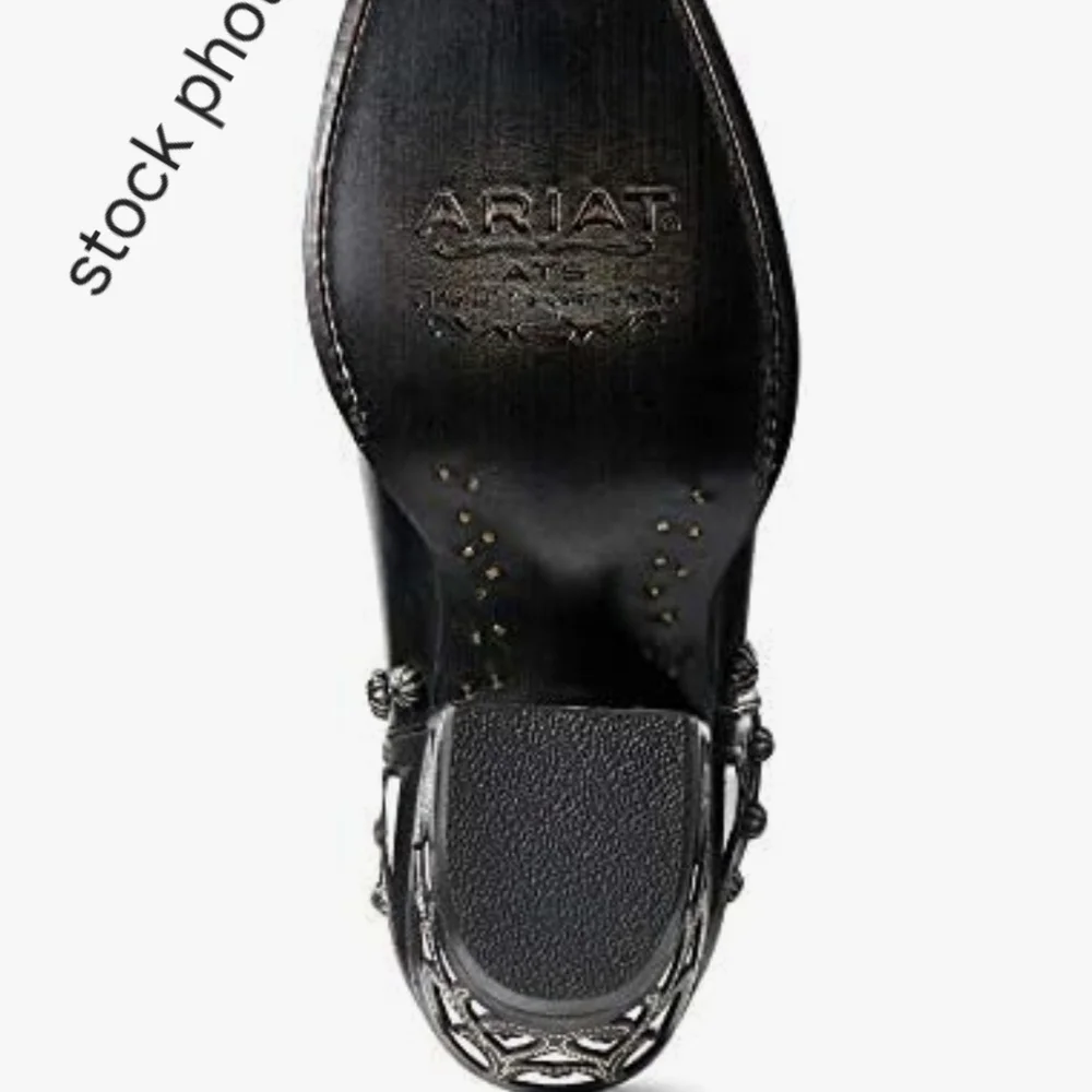 ARIAT Diva Black & White Leather Sexy Ladies Western Studs Ankle Boots Booties 8 - Picture 6 of 16
